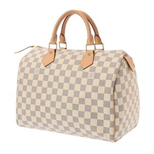 Louis Vuitton Canvas White Handbag Azur Speedy Damier